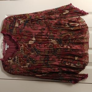 Coldwater Creek Gauzy Lined Blouse - Long Sleeve - Lace Accents Size M